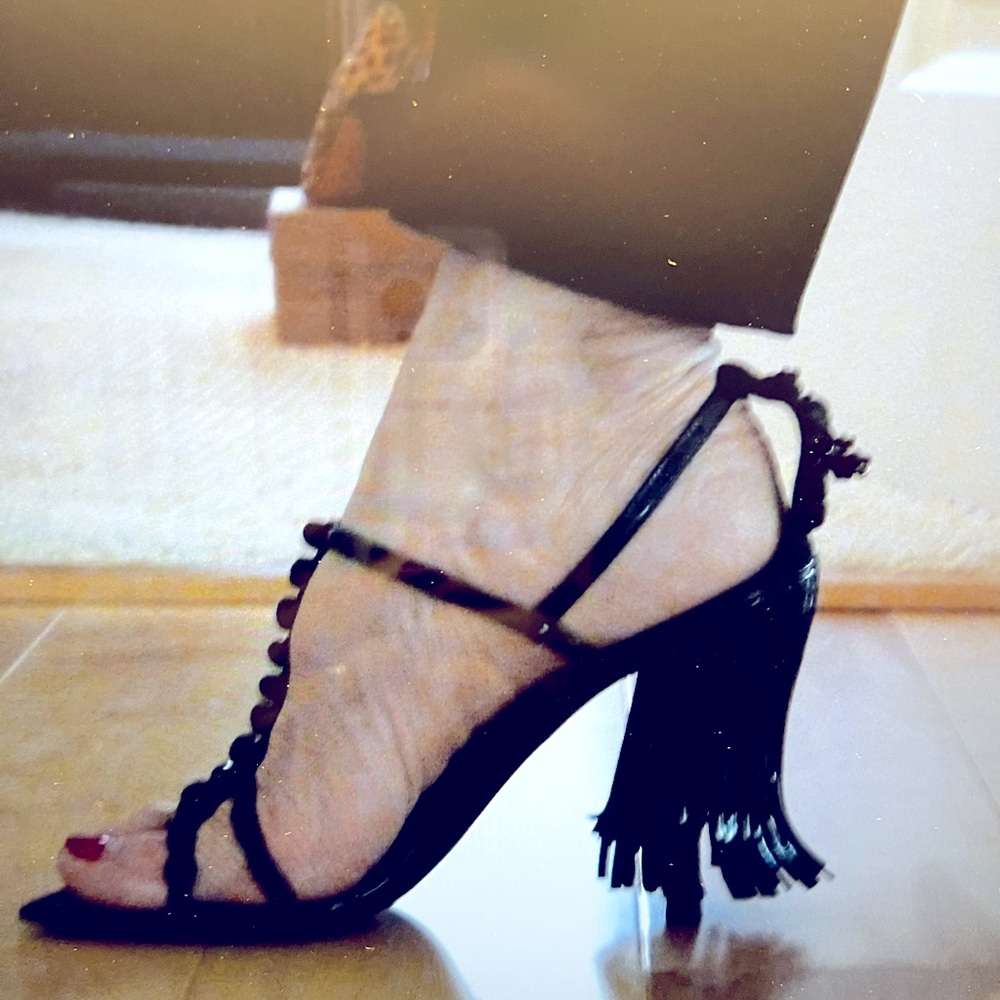 Louis Vuitton patent leather Fringed Heel stilettos. Never worn NWT